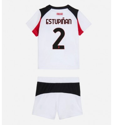 AC Milan Pervis Estupinan #2 Udebanesæt Børn 2025-26 Kort ærmer (+ korte bukser)